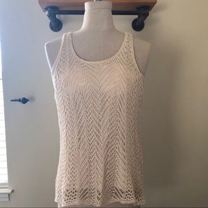 Lucky Brand Cream Crochet Tank Top